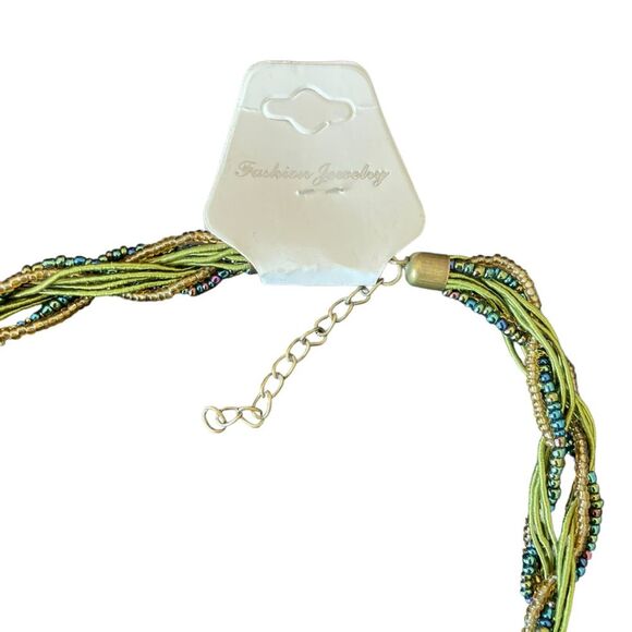 Peacock Faux Crystal Beaded Necklace Statement Fashion Jewelry NWT - Picture 7 of 8